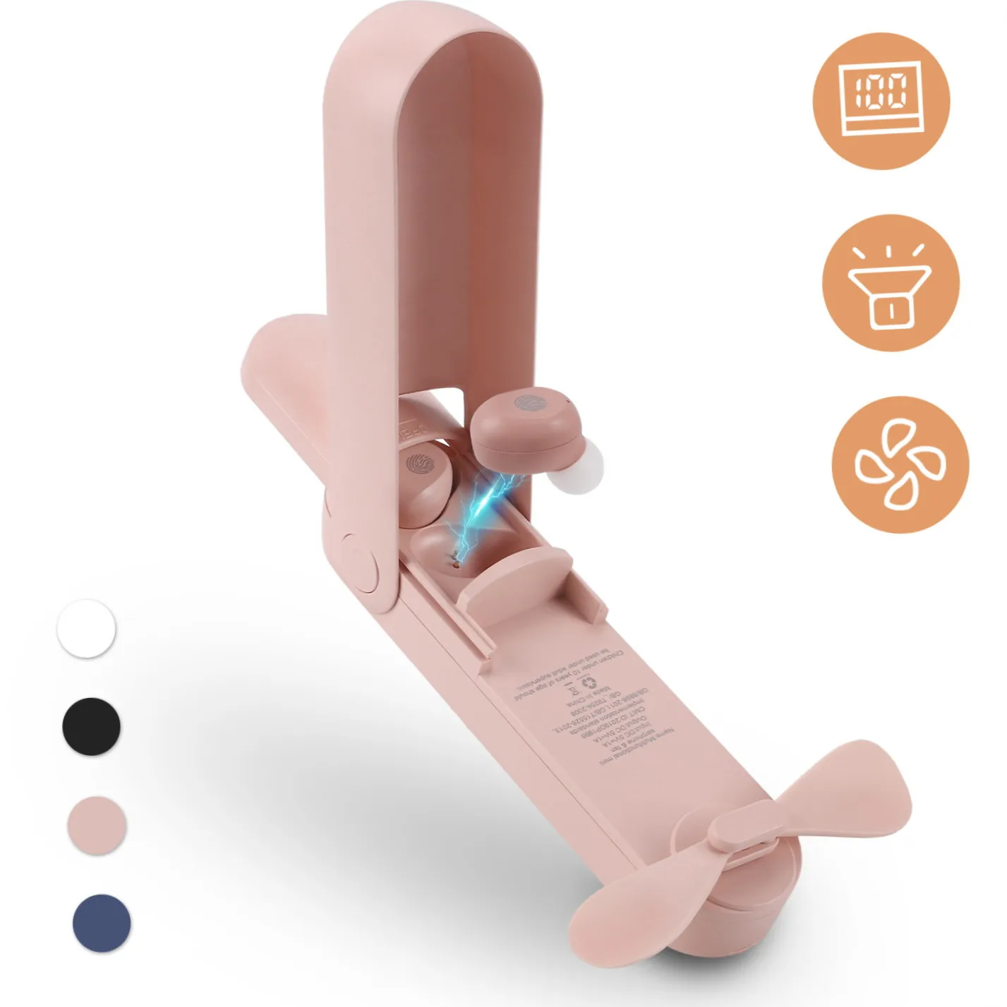 

Hot sale waterproof handheld mini fan F7 earphone 5.0 wireless touch control earphone with LED digital display earbuds