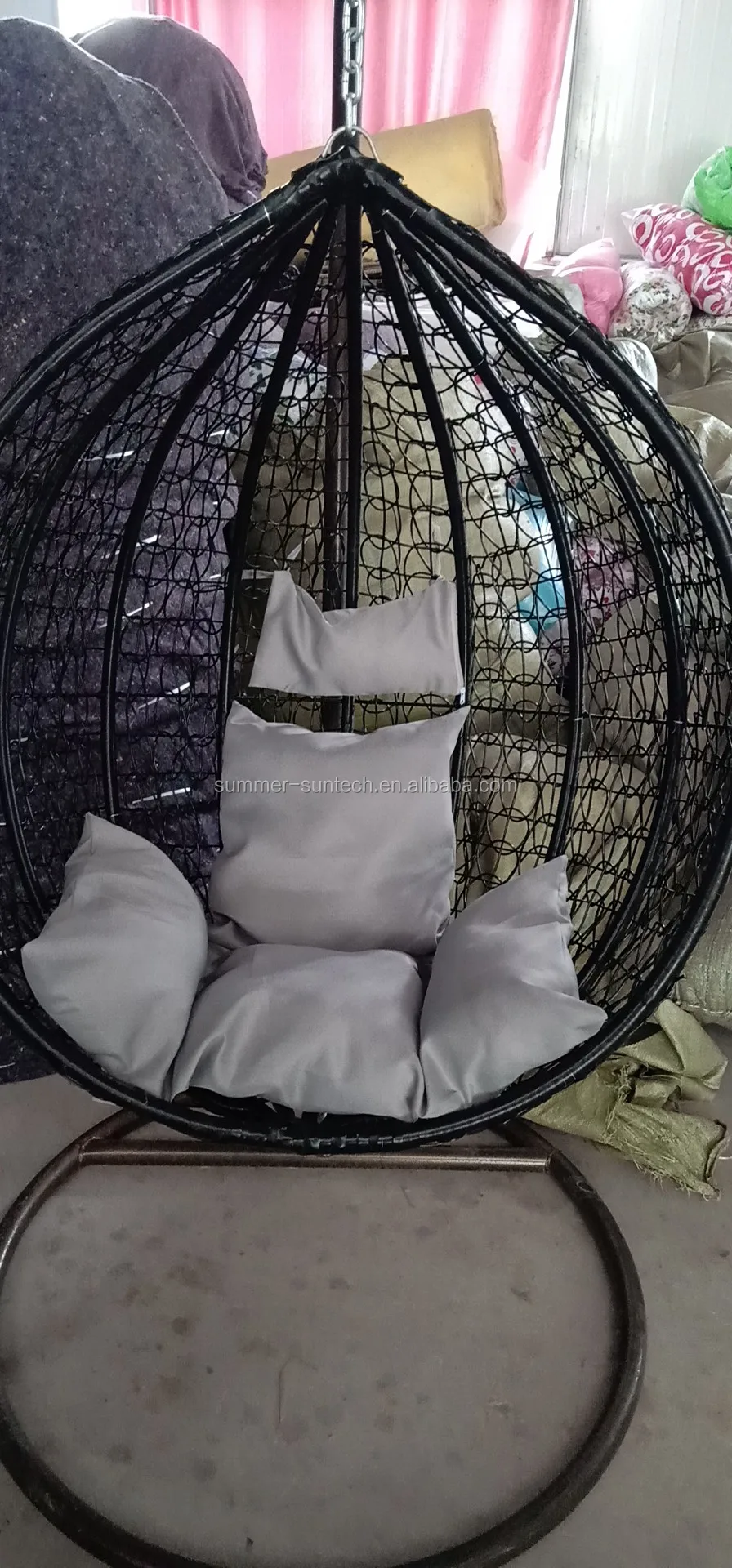 White Bali Oval Indoor Outdoor Cheap Wicker Hanging Swing Rattan Egg