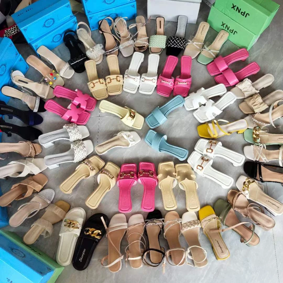 

2021 Summer Casual Flat Shape Slippers Colorful high Heel Outdoor Women Sandals new design high quality shoes stock for women, Multiple colour