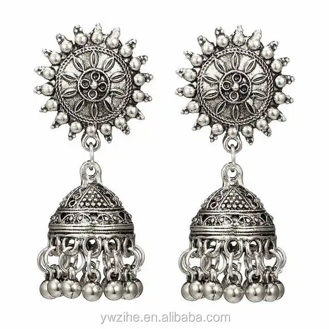 silver colour big earrings