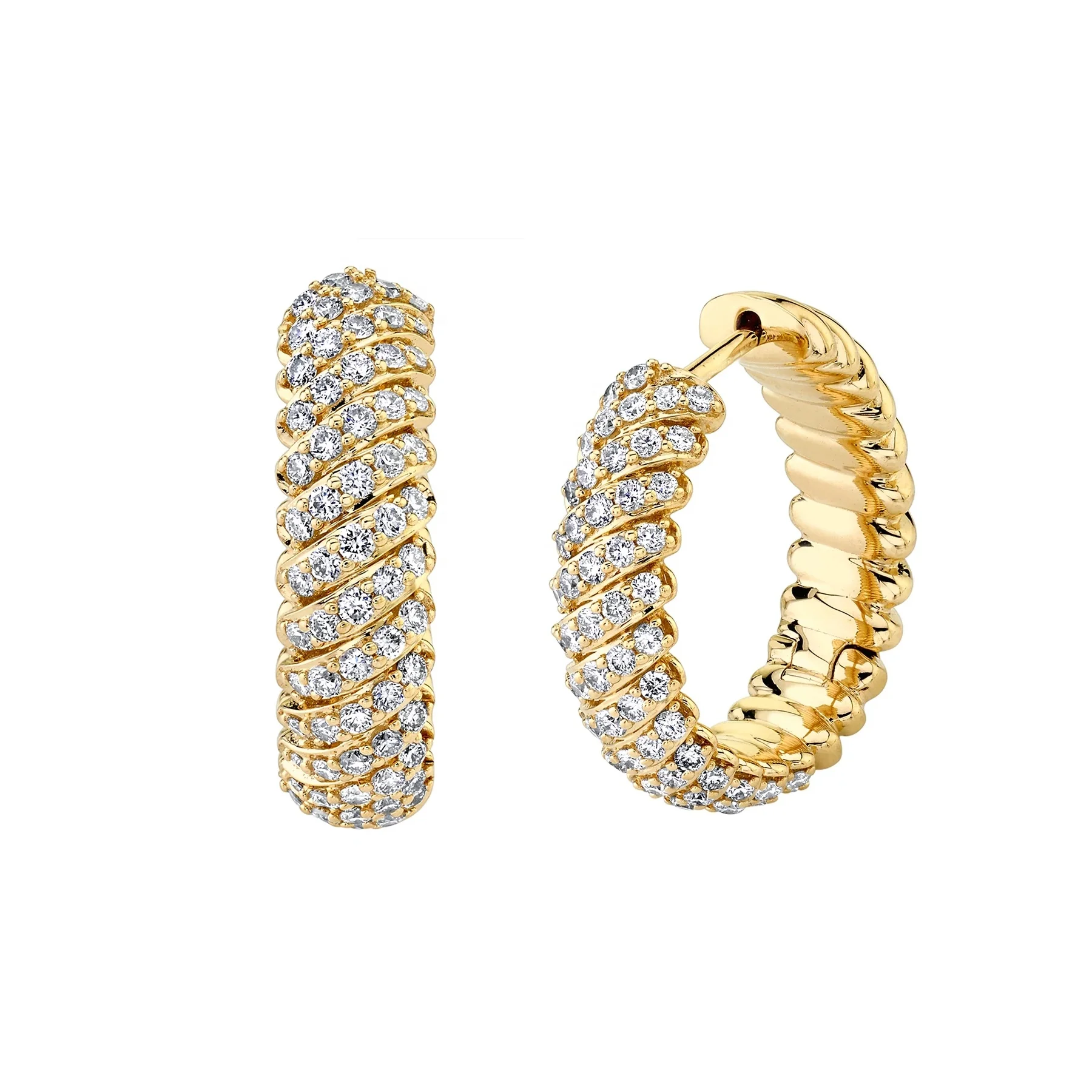 

LOZRUNVE 925 Sterling Silver Trendy Full Pave Diamond CZ Large Twisted Hoop Earring Set in Gold