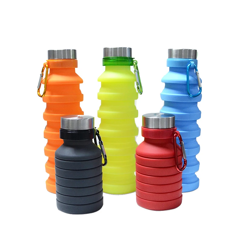 Wide Mouth Foldable Collapsible Sport Plastic Silicone Travel Water Bottle