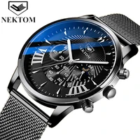 

NEKTOM Men Watches Luxury Famous Top Brand Men's Fashion Casual Dress Watch Military Quartz Wristwatches Milanese Band