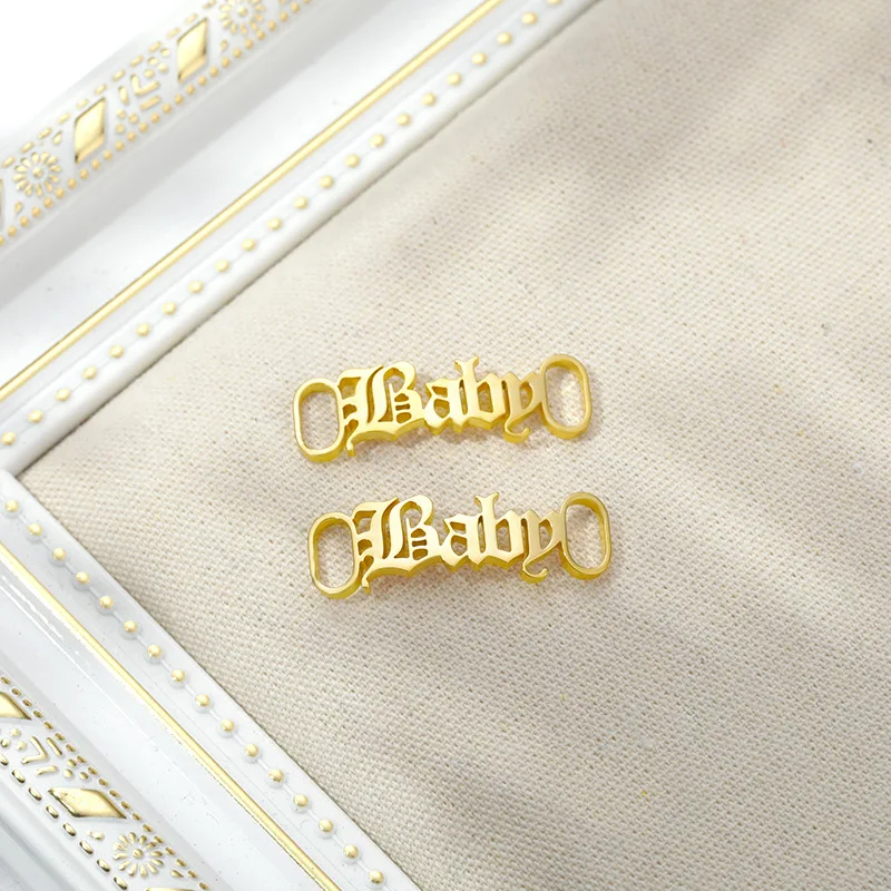 

Personalized Old English Font Shoes Buckle Stainless Steel Name Shoes Charms
