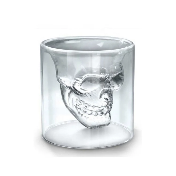 

Crystal Skull Head Shape Shot Glass Cup Gift for Halloween Party Double Wall 25ml 75ml 150ml 250ml Wine Handmade XC Glassware