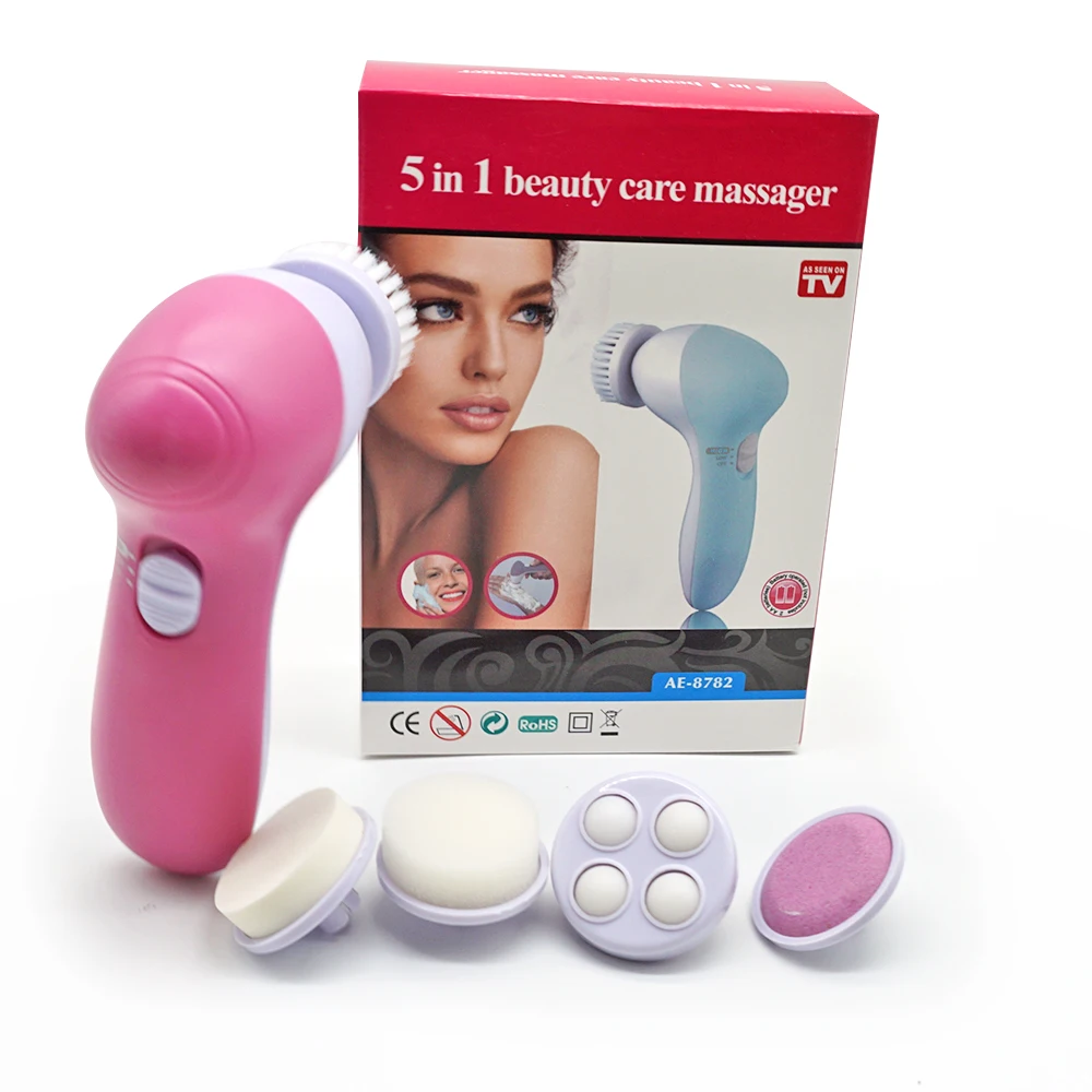 

wholesale battery charge spa cleansing massager beauty facial brush with 5 heads