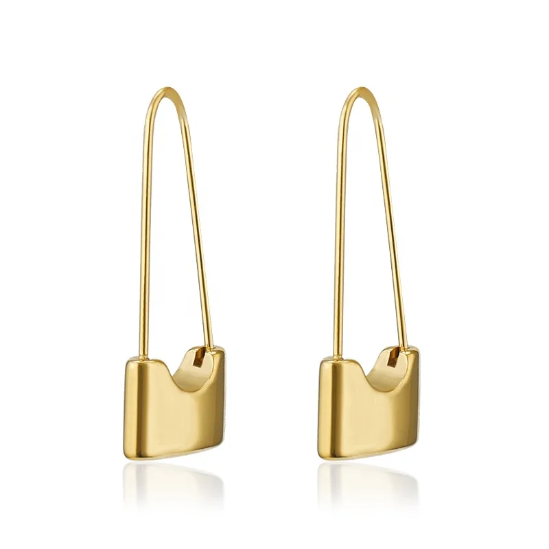 

Hot sale Safety Pin Earring Gold plated stainless steel lady hoop earring
