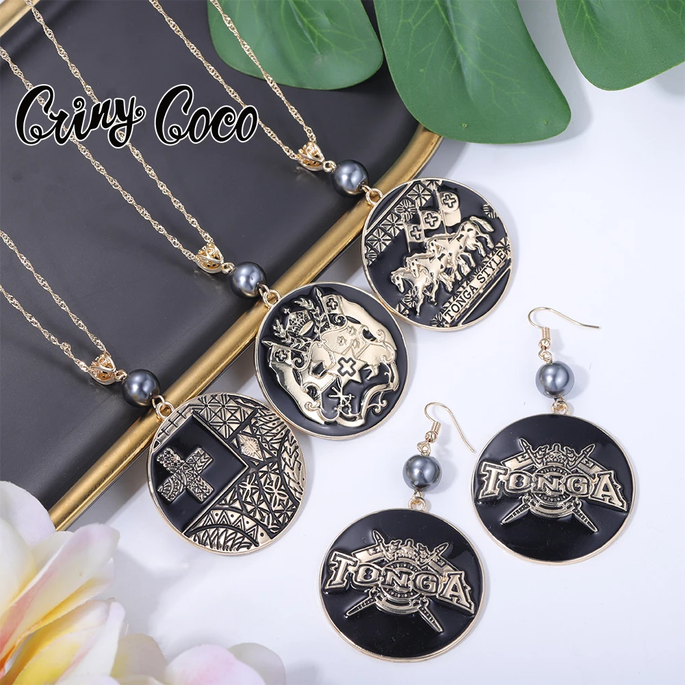 

Cring CoCo Fashion New Samoan Pearl Round Necklace Set Boho Chic Jewelry Earrings Hawaiian Jewelry Wholesale, Picture shows