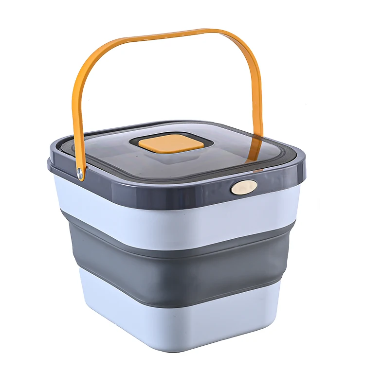 

Manyou PP+TPE+PET Material Square Household 13L Foldable Rice Corn Wheat Bucket Kitchen Storage Box, Blue;gray;gray+yellow;gray+blue