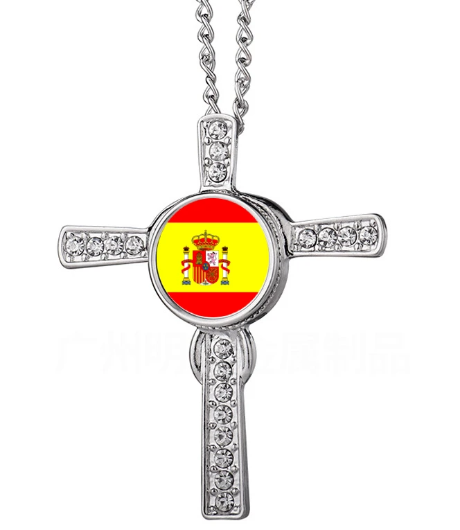 

Sublimation Print Stainless Steel USA France National Flag Cross Pendant Necklace Enamel Cross Jesus Christian Religion Jewelry
