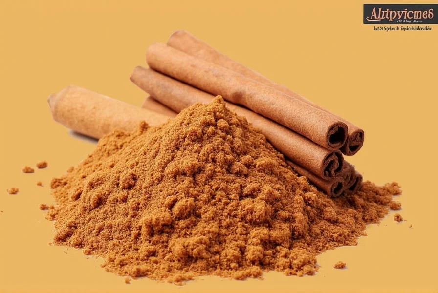 A collection of cinnamon sticks and powders displayed artistically