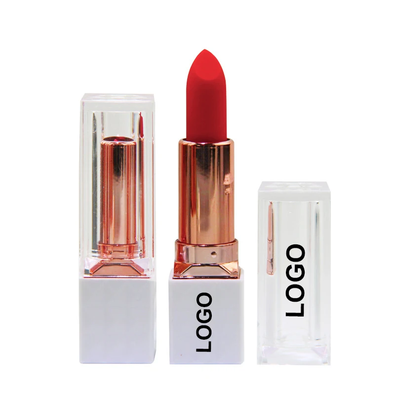 

Private Label White/Rose Gold Square Tube Container Organic Waterproof Matte Lipstick, 9 colors