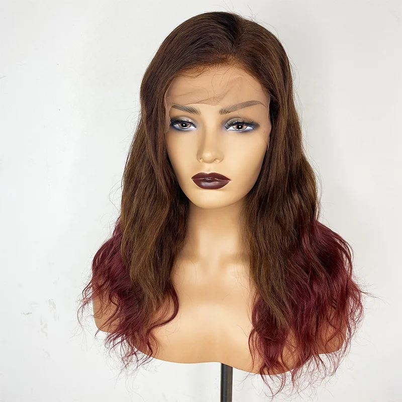 

Ombre Human Hair Wigs #4T99J Color Natural Wavy Swiss Lace Wigs 18inch Hd Lace Frontal Wig Human Hair Pre Plucked Hairline