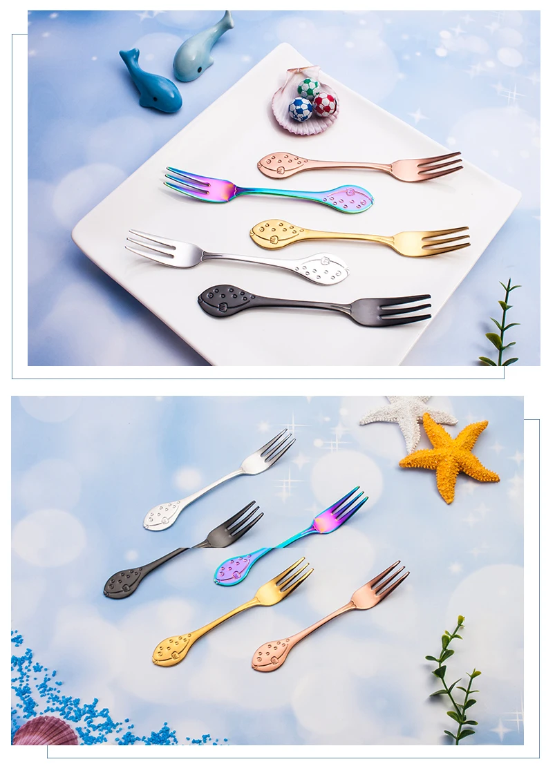 Wholesale Small Gold Forks Tiny Mini Silver Decorative Coffe Tea Coffee Dog Unique Fruit Fork