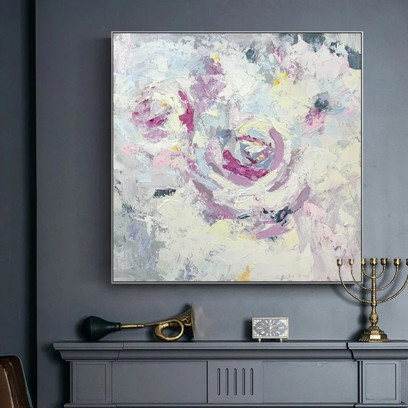 Big Size Modern Wall Art Canvas Frame Handpainted Bright Flower Thick Texture Oil Painting Home Decor Original JZ Arts