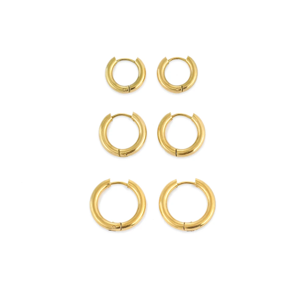 

Simple 316L Stainless Steel PVD 14K Gold Plated High Polish 3MM Wide Wire 15MM Circle Earrings Hoop Earring Jewelry For Women