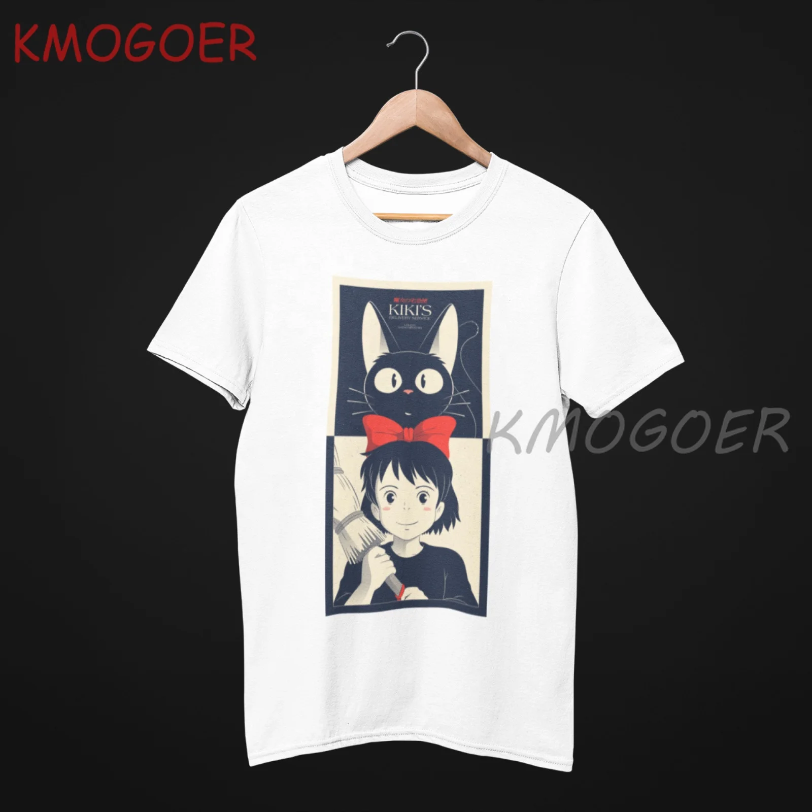 

Wholesale Woman T-Shirt Anime Kiki Studio Ghibli T Shirt Oversized Graphic Tshirts Cotton Women White O-neck Tees Shirt