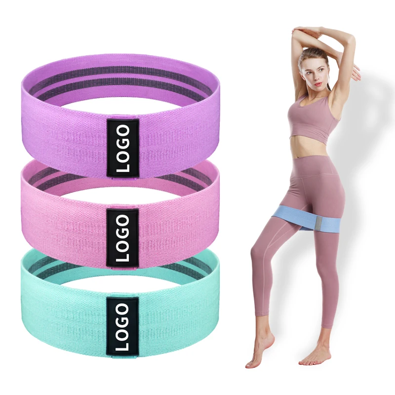 

Custom Logo Hot Sale Gym Exercise Sports Circle Elastic Yoga Fabric Anti Slip ligas de resistencia Resistance Booty Bands, Customized color