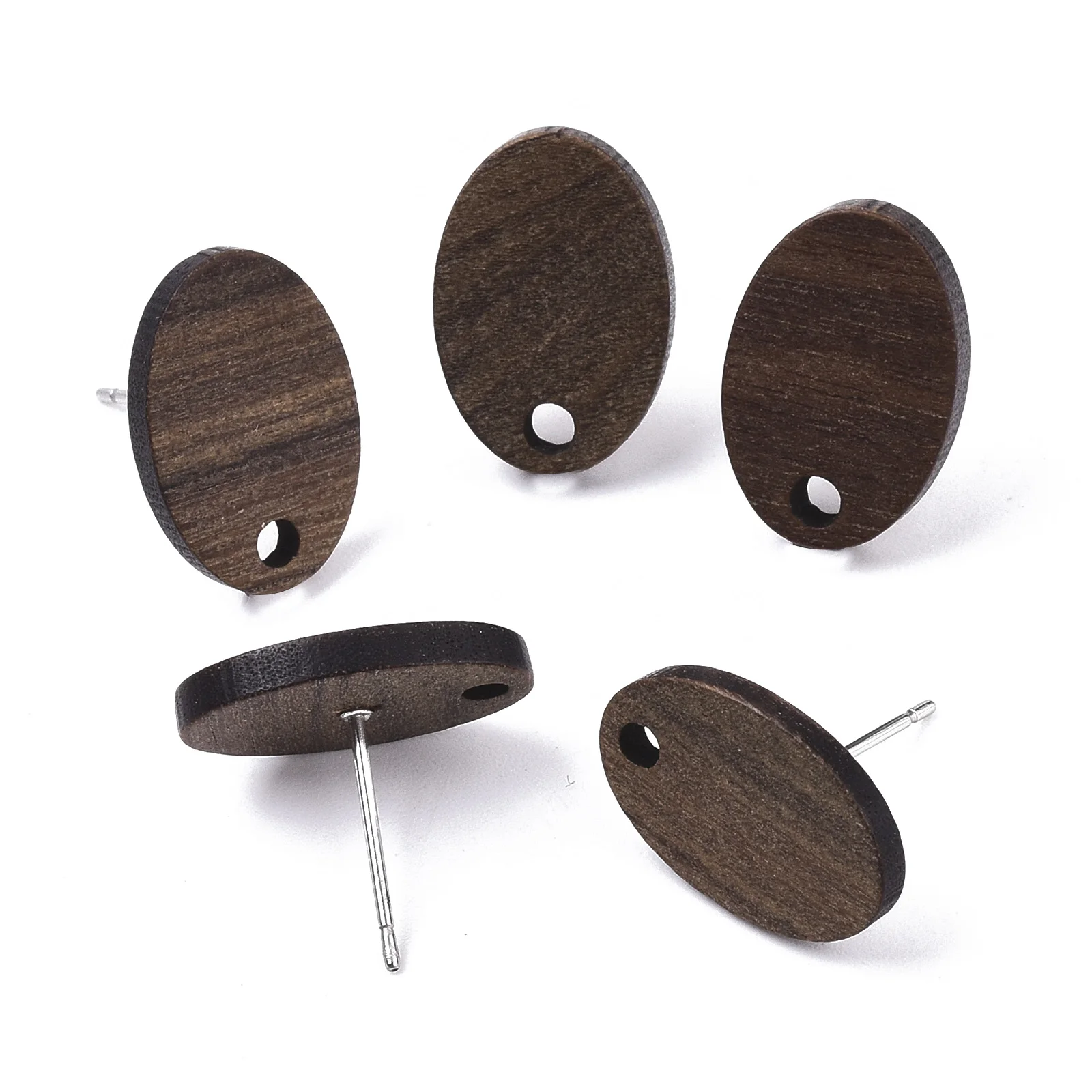 

PandaHall Oval Coconut Brown Walnut Wood Stud Earring Findings