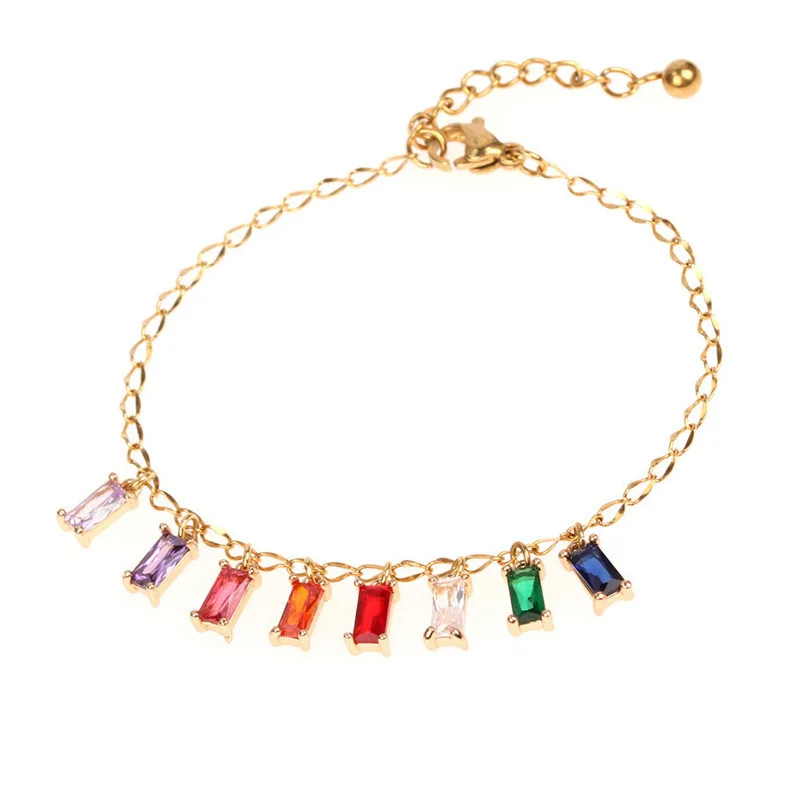 

wholesale Fashion temperament color zircon pendant bracelet stainless steel bracelet jewelry For Women or girls, Colors
