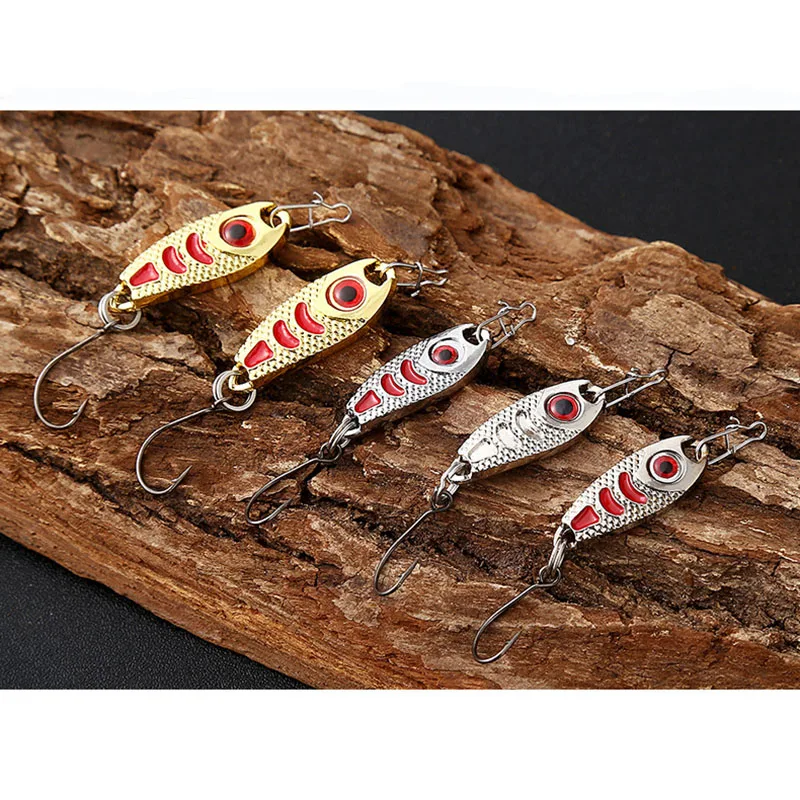 

2Colors 1.5g-3.55g Artificial Douding Small Sequins Metal Hard Bait WIth Single Hook 3D Eye Mini Bionic Bait Fishing Lure