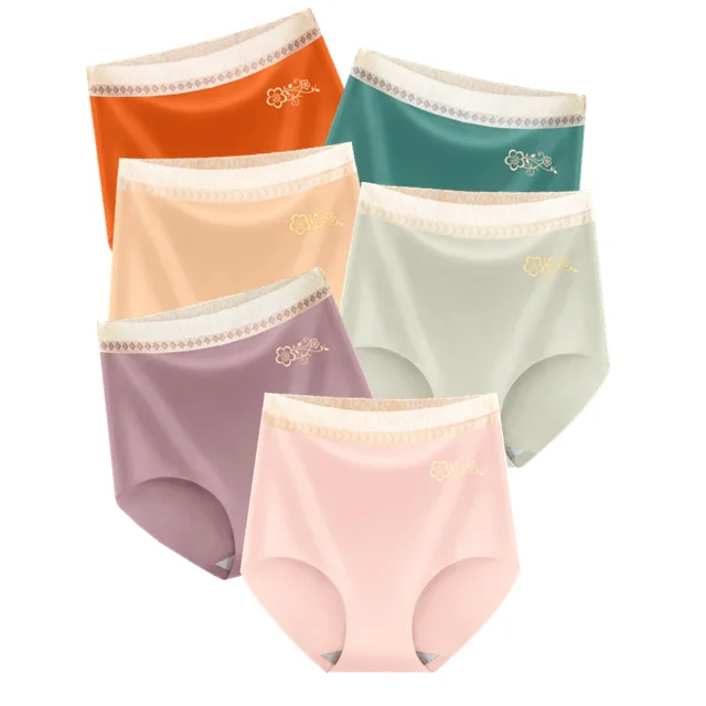 

Wholesale New High Waist Abdominal Panties Ladies Seamless Cotton Bottom Crotch Ice Silk Panties bragas mujer seda