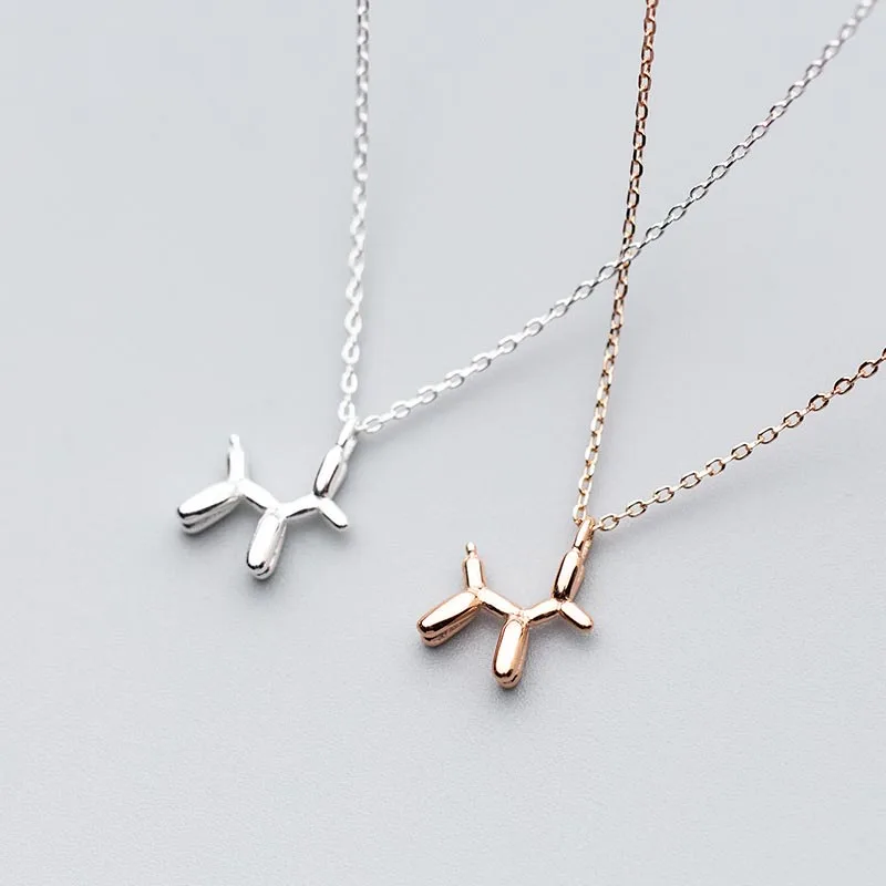 

N1547 Aniversaire Silver Jewelry Silver Plated Rose Gold Dog Animal Chain Clavicle Pendant Silver Necklace