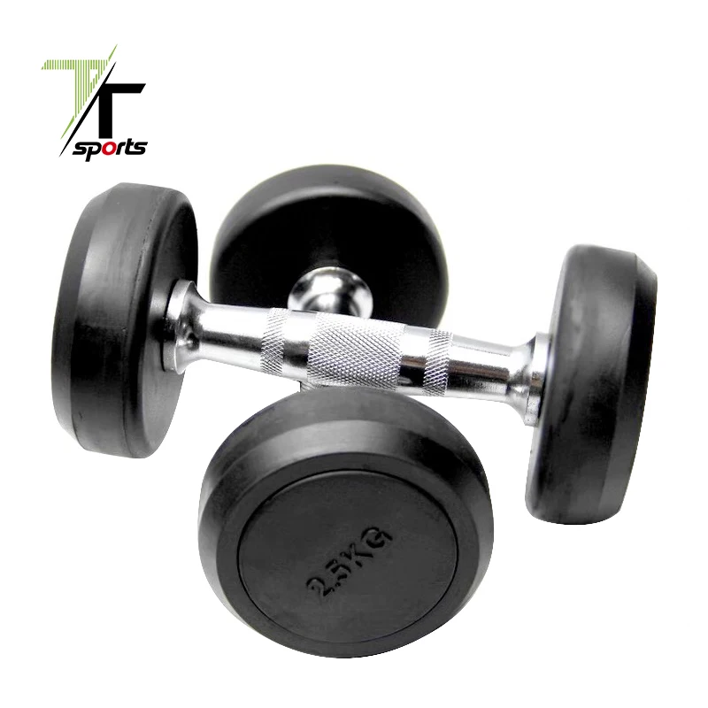 

TTSPORTS 2021 new arrival Dumbbells Free Weights Dumbbells Weight Set Rubber Coated cast Iron HeX Black Dumbbell