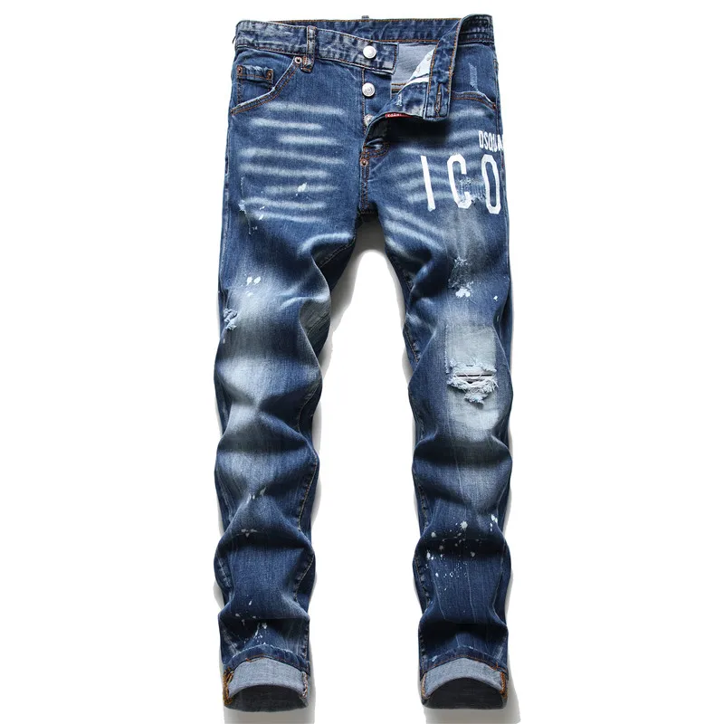 

Fashion Casual Skinny Stretch Distressed Ripped Men'S Jeans Pencil Jeans Men Slim Fit Jeans Trousers Male