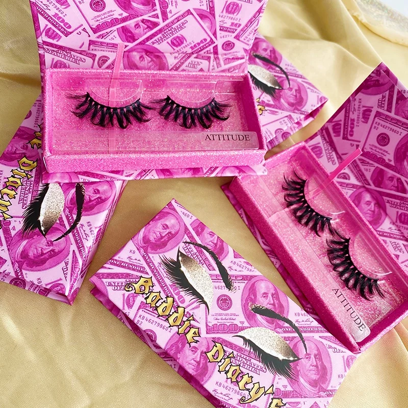 

Free sample fluffy mink eyelash bulk wholesale vendor pink customized boxes full strip eye magnetic lashes box