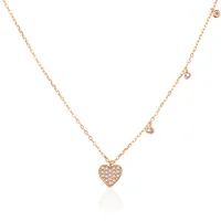 

925 Sterling Silver Choker Necklace Jewelry Stylish Plated Rose Gold Chain Dainty Heart Necklace