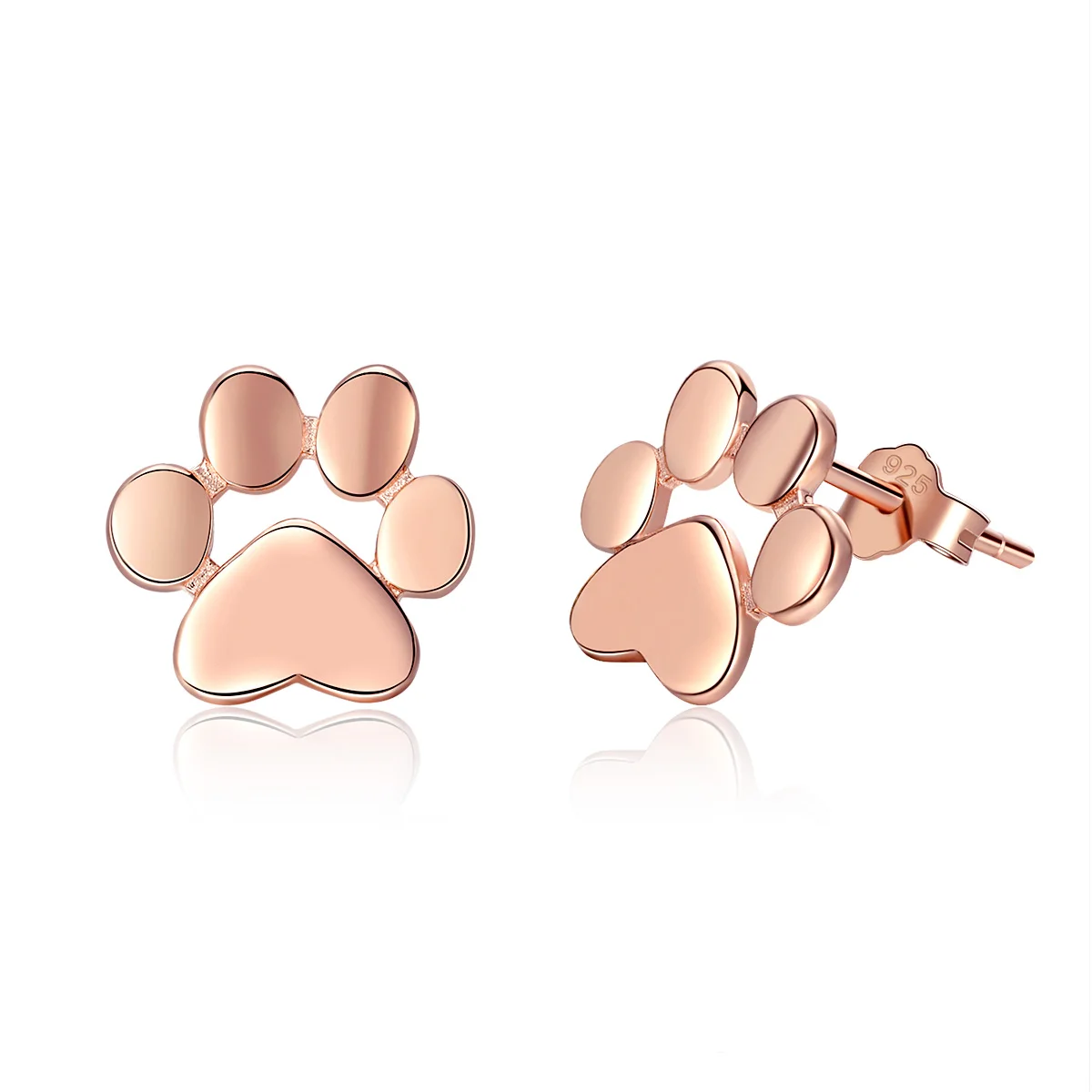 

Rose gold color 925 sterling silver paw footprint stud earrings
