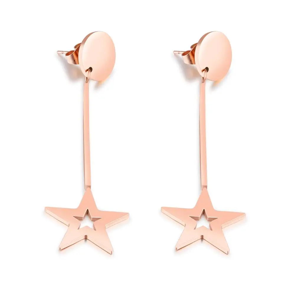 

Wholesale stainless steel star jewelry with 18K gold plated earrings for women GE381
