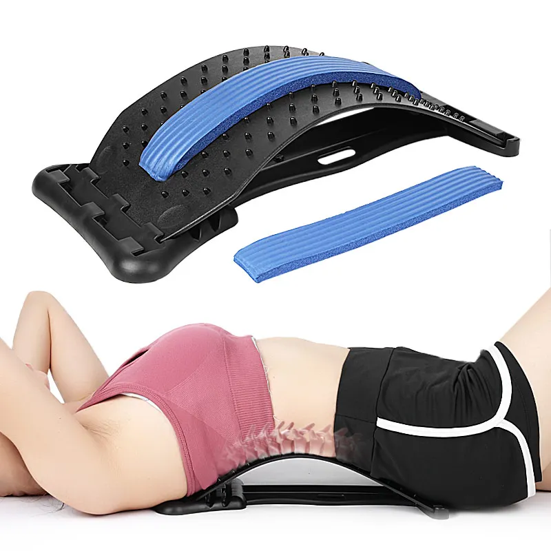

Multi Level Support Lower Lumbar Back Massager Stretcher Posture Corrector Magnetic Adjustable Spine Deck Device, Purple blue pink