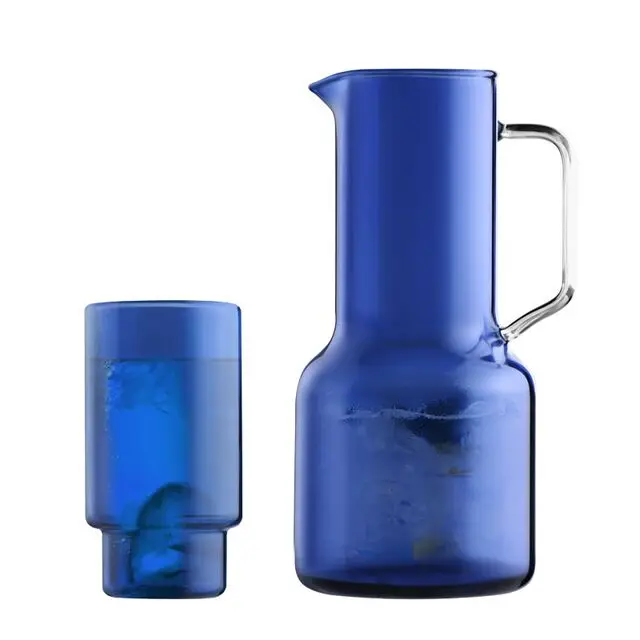 

Household glass cold water bottle color high borosilicate glass pither with cup, Amber,white blue ,grey
