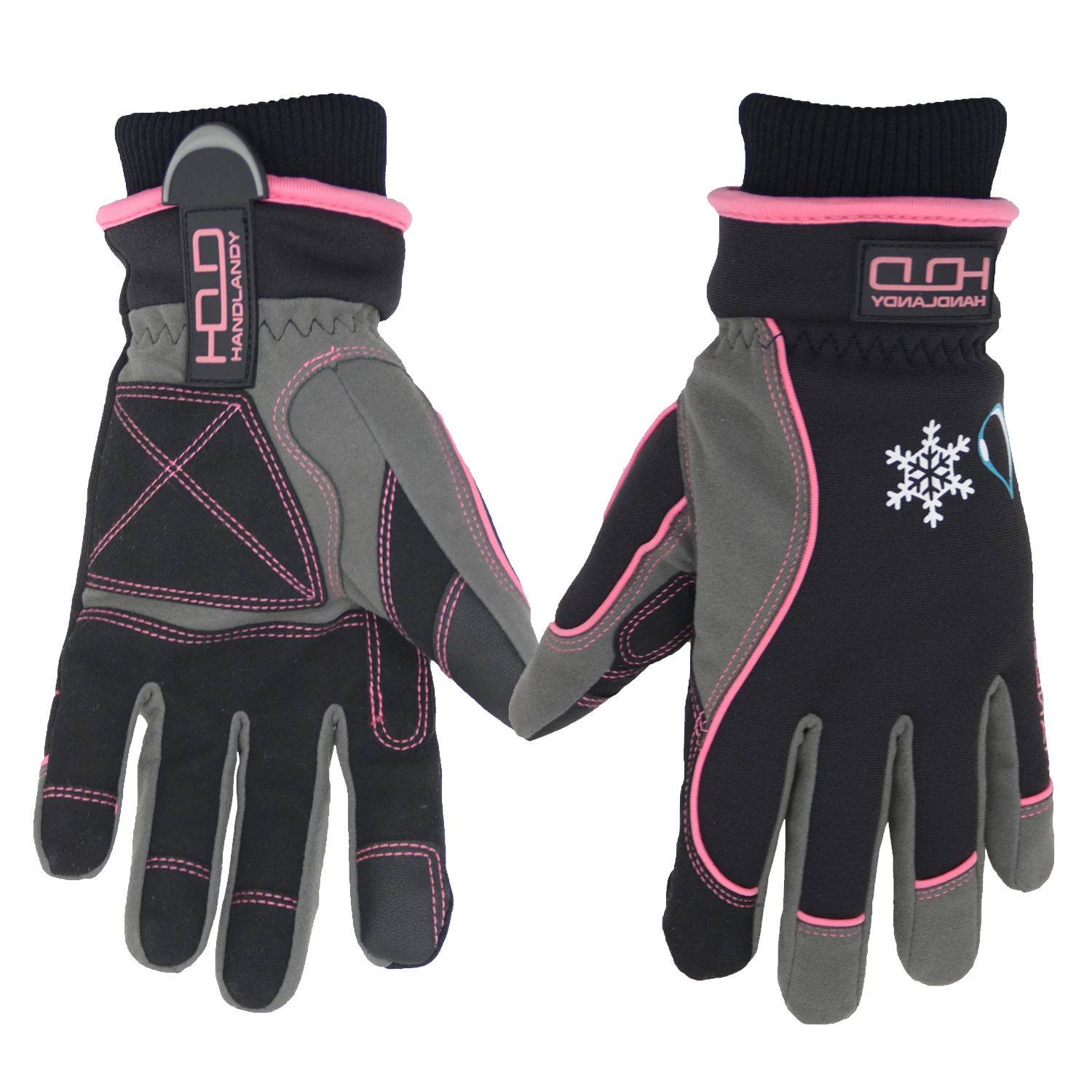 

HANDLANDY Pink Warm Heated Ski Snowboard Cold Weather Waterproof Windproof Touch Screen Women Winter Gloves, Pink/any customized color