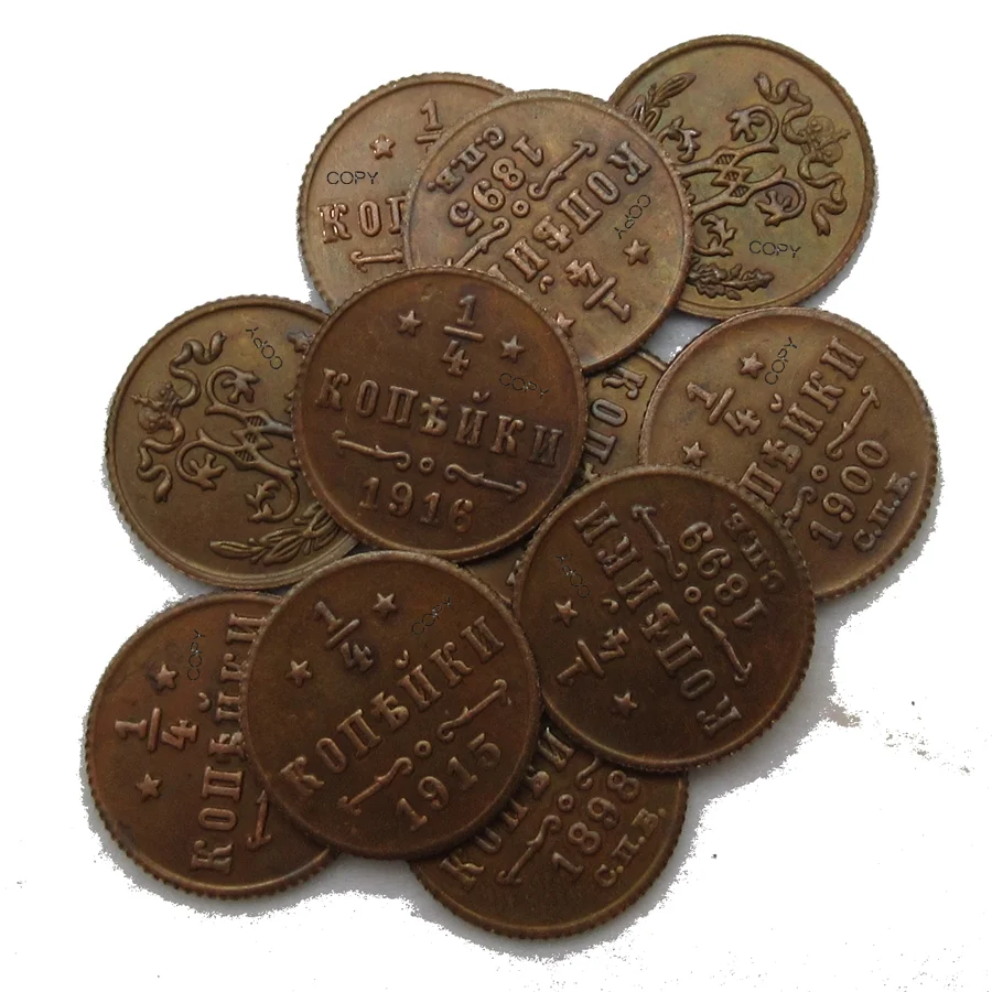 

Reproduction RUSSIAN 1/4 KOPECKS A Set of (1894-1916) 11PCS Nicholas II Copper Coins Antique Custom Coins