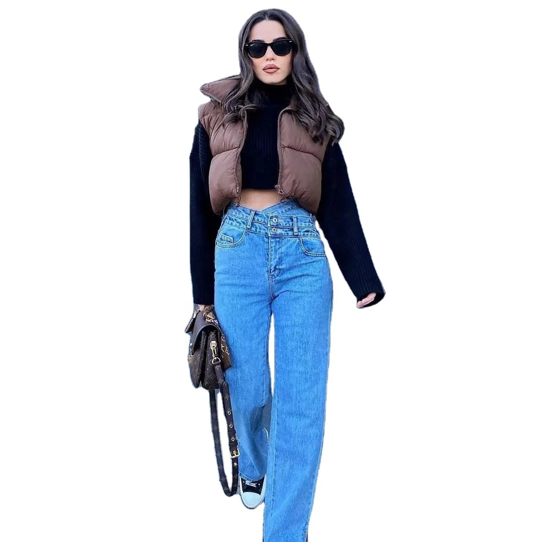 

Hot Selling Womens Spring Coffee Black Solid Short Style Suit Vest Waistcoat