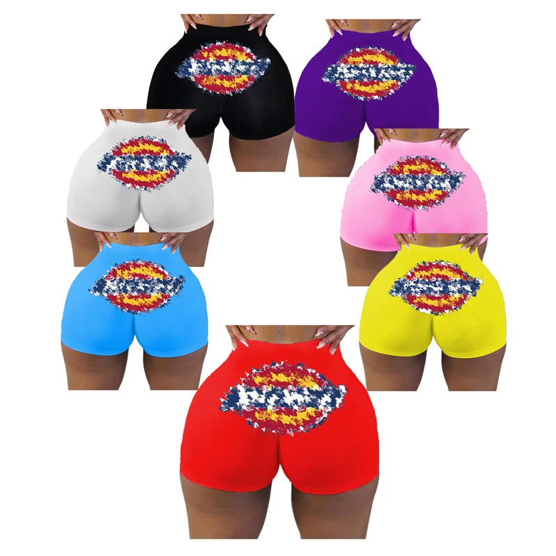 

3XL High Waist Sport Biker Yoga Workout Fitness Running designer Print Summer Candy Underwear Booty Plus Size Women Snack Shorts, More than 100 colors