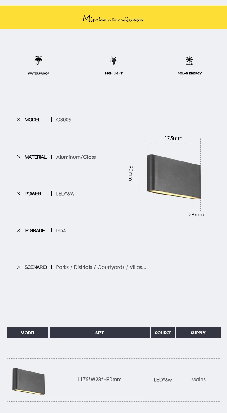 6w*2 Led Outdoor lamp stair modern simple creative exterior wall lamp courtyard balcony wall lamp