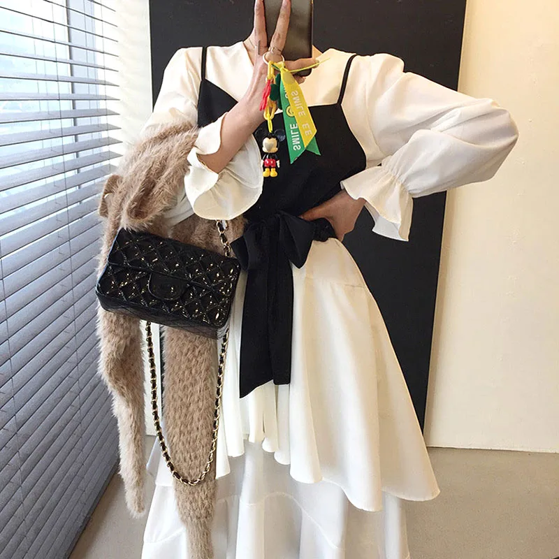 

Wholesale Korean Style Fashion Cotton New 2022 Spring Sweet Bow Round Neck Long Sleeve Ruffled Casual Women's Dress