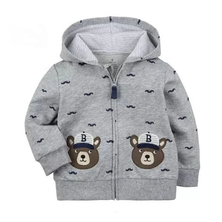 
New style kids baby boy jacket zipper design Cute embroidery animals newborn winter baby coat 