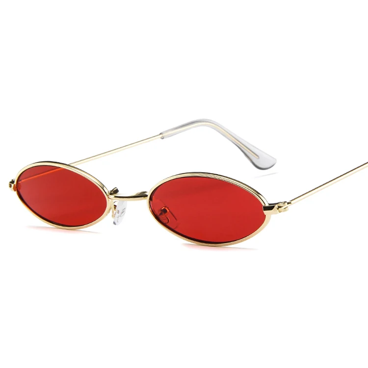 

Novelty Retro Sunglasses Candy Colorful Women Men Trendy Small Narrow Oval Metal Sun Glasses, 7 colors