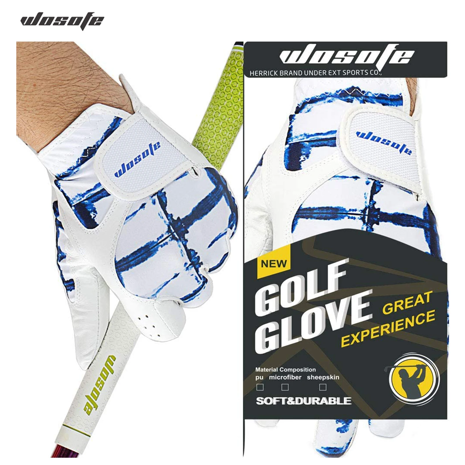 

One-piece Drop Shipping OEM Men's Left Hand White Soft Leather Breathable Professional Golf Glove