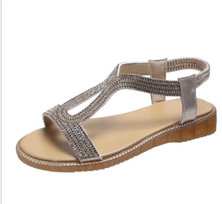 

Summer 2021 new diamond sandals comfortable soft sole low heel ROMAN SANDALS flat shoes