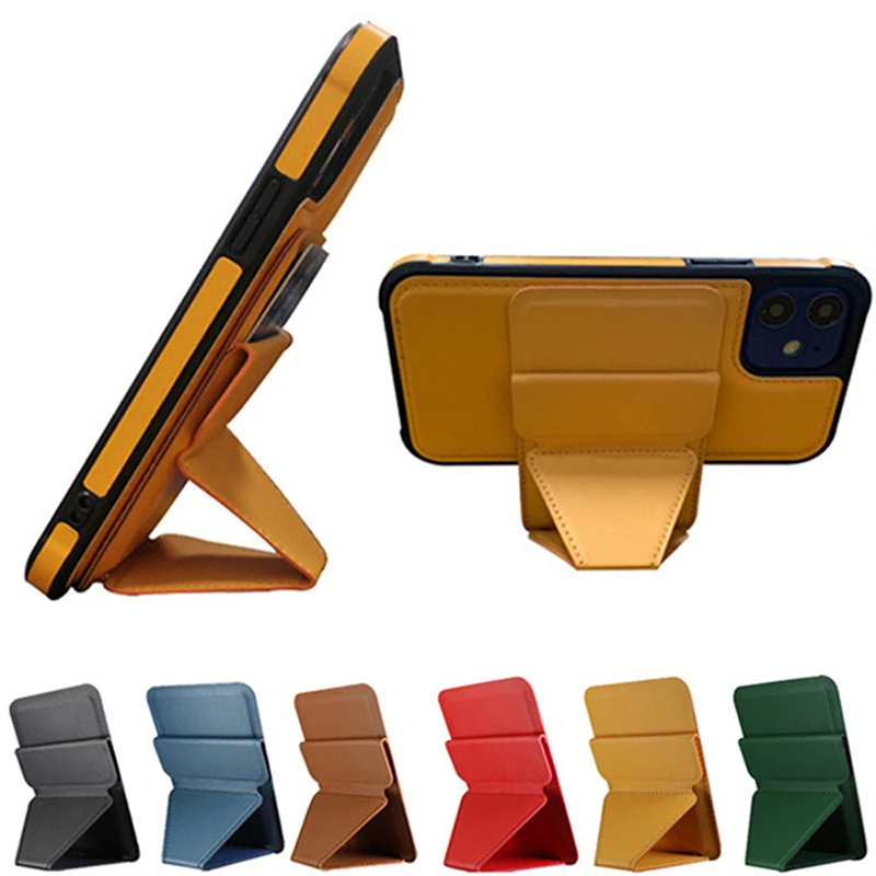 

Slot Holder Folding Stand For iPhone 11 12 Pro Max Macsafe Magsafing Wallet Case Cover Leather Card Bag