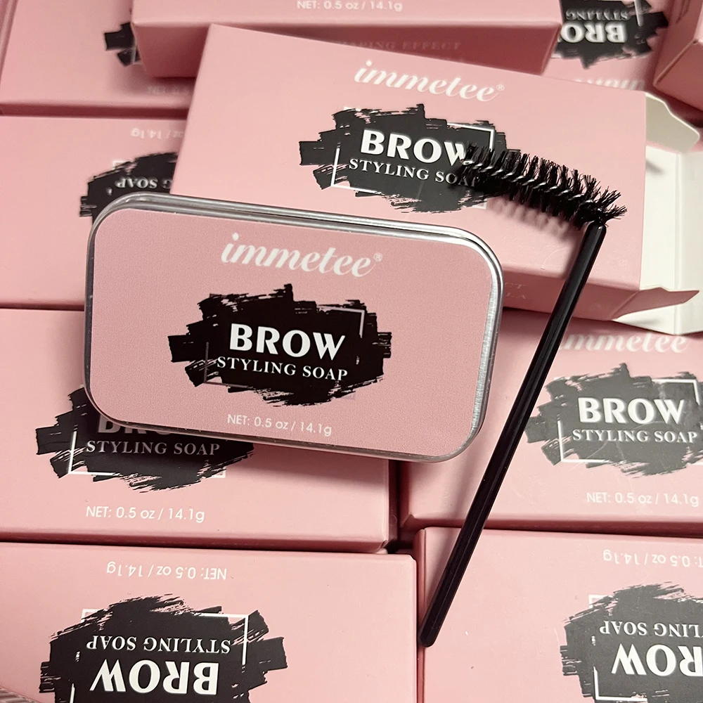 

OEM eyebrow styling soap custom logo durable waterproof brow soap with brush long long lasting brow setting gel brow soap