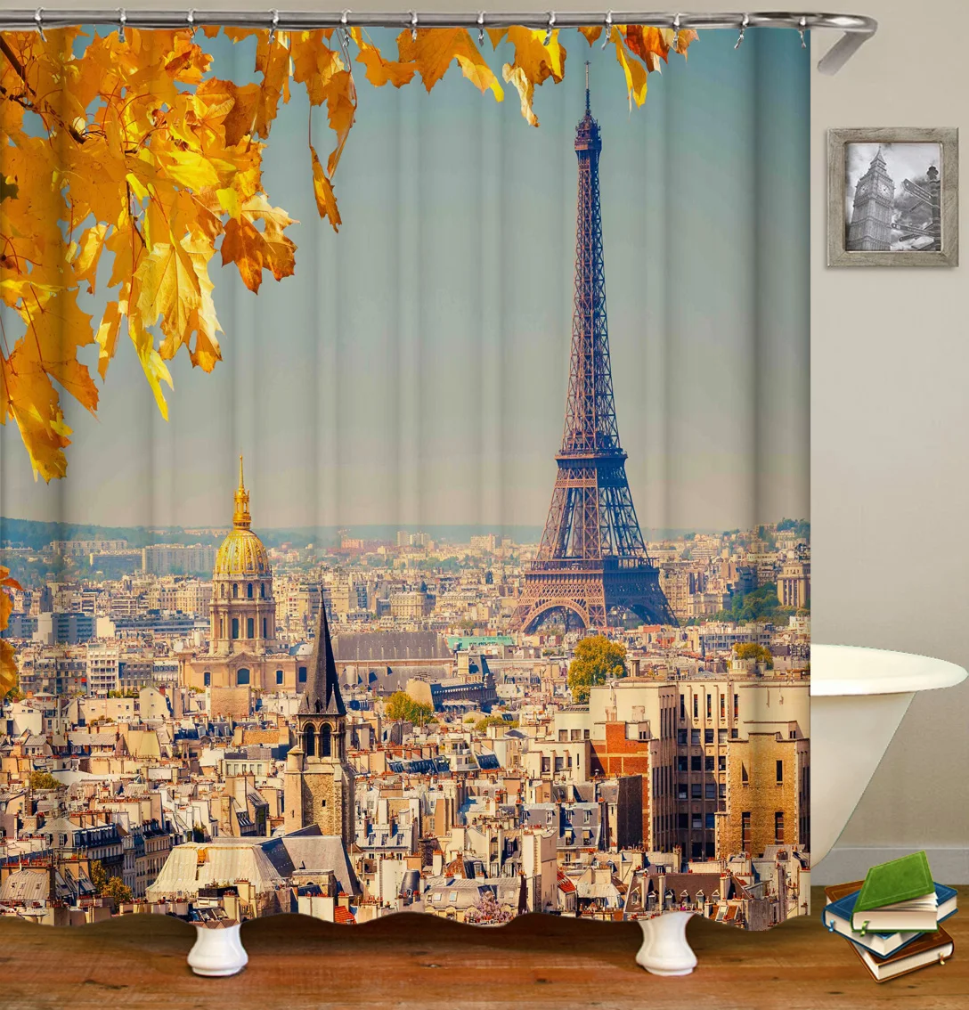 

Printed PEVA Material Mildew Resistant Waterproof Thick Shower Curtain for Bathroom, Famous Tourist