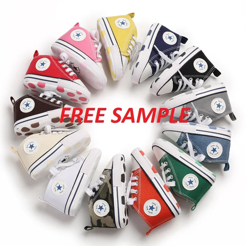 

Hot Selling Unisex Lace Up Casual Girls Canvas Pre Walker Baby Shoes