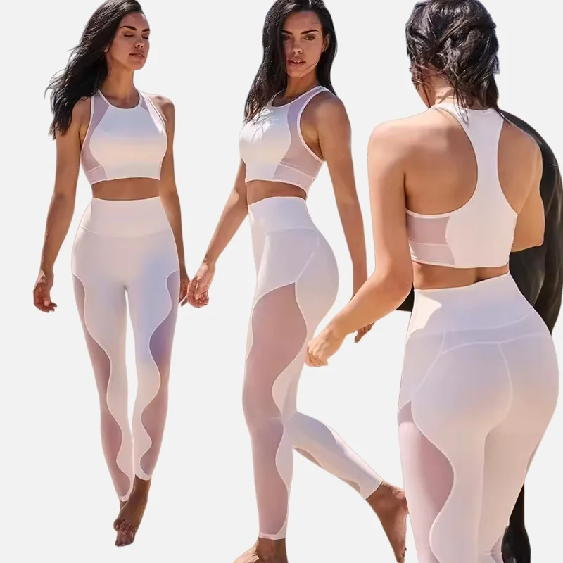 Mesh Fitness Yoga Suit Padded Sports Bra